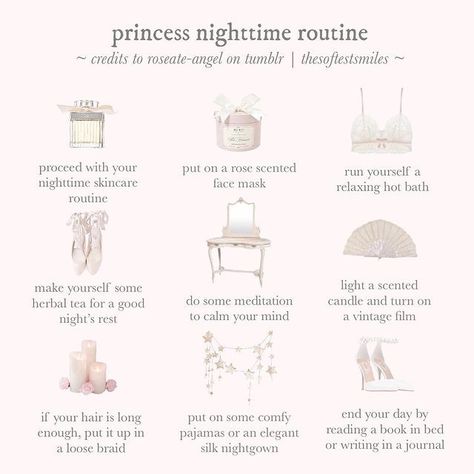 Im A Princess, Time Routine, Nighttime Routine, Nighttime Skincare, Night Time Routine, Evening Routine, Classy Aesthetic, Pink Girly Things, Rose Scented Products