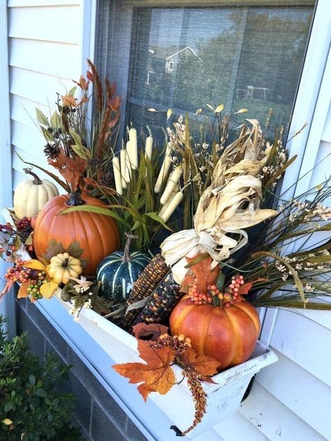 Fall Window Boxes Ideas, Window Boxes Ideas, Fall Flower Boxes, Boxes Design Ideas, Fall Pots, Fall Window Boxes, Boxes Design, Fall Windows, Boxes Ideas