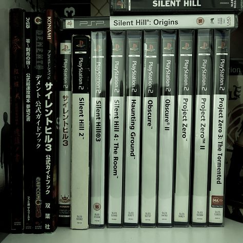 Silent Hill, Haunting Ground, Obscure, Fatal Frame Silent Hill Color Palette, Fatal Frame Aesthetic, 2000s Horror, Haunting Ground, Games Aesthetic, Physical Media, Horror Collection, Game Aesthetic, Survival Horror