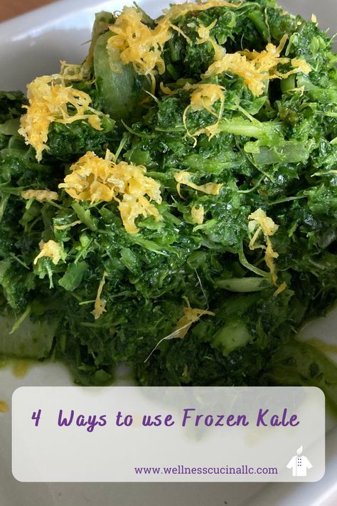 Recipes With Frozen Kale, Frozen Kale Recipes Side, Frozen Greens Recipe, Frozen Kale Recipes, Kale Ideas, Boat Meals, Kale Side Dish, Frozen Kale, Kale Pasta Recipe