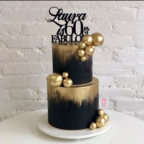 Black And Gold Birthday Cake, 75 Birthday Cake, 50th Birthday Party Ideas For Men, Black And Gold Cake, Gold Birthday Cake, 50th Cake, 60th Birthday Cakes, Elegant Birthday Cakes, 50th Anniversary Party