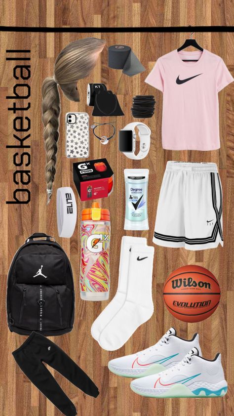 Basketball Girls Outfits, Basketball Game Outfit Women, Basketball Tryouts, Basketball Game Outfit, Basketball Girl, Basketball Bag, Basketball Practice, Cute Nike Outfits, Basketball Workouts