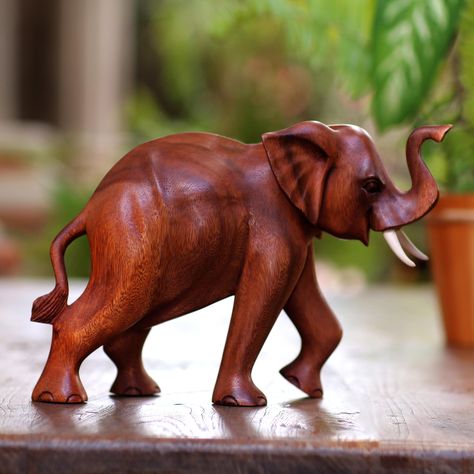 This purchase can provide 50 packets of lifesaving nourishment to children suffering from acute malnutrition. Elephant Trunk Up, Elephant Carving, Handmade Elephant, Wooden Elephant, Elephant Figurines, Buy Wood, God Art, Woodworking Projects Diy, Animal Figurines