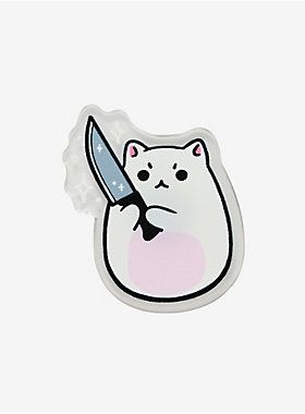 Iris Aesthetic, Savannah Banana, Knife Cat, Duck With Knife, Holding A Knife, Sakura Tattoo, Knife Drawing, Cat Acrylic, Kawaii Kitty