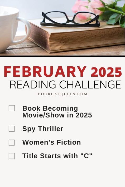 Booklist Queen's 2025 Reading Challenge | Booklist Queen 2025 Book Challenge, 2025 Reading Challenge, 2025 Challenge, Monthly Reading Challenge, Literature Major, January Reading, February Reading, Book Club Reads, Calendar Activities