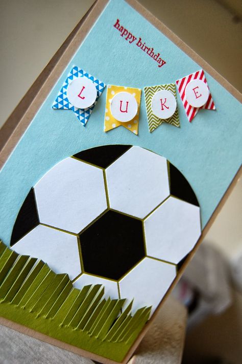 Julie's Japes - A Top Independent Stampin' Up! Demonstrator in the UK: Birthday Boy football using hexagon punch Rođendanske Čestitke, Hexagon Cards, Old Birthday Cards, Birthday Card Ideas, Soccer Theme, Scrap Cards, 21st Birthday Cards, Birthday Card Craft, Homemade Birthday Cards