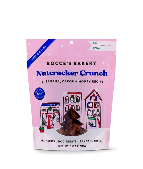 Bocces Bakery All Natural Nutcracker Ingredient Limited (dog treats) Bocces Bakery, Christmas Dog Biscuits, Xmas Packaging, Puppy Jacket, Biscuits Packaging, Natural Dog Treats, Honey Recipes, Dog Biscuits, Healthy Dog Treats