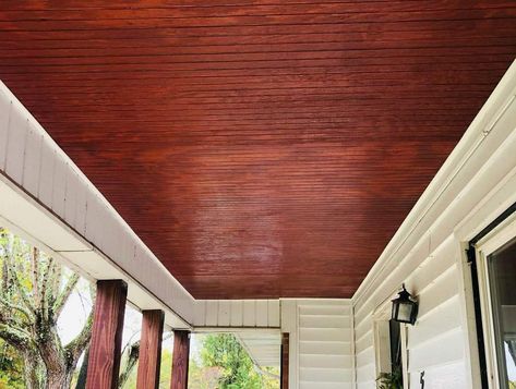 38 Porch Ceiling Ideas and Designs (with Photos) Porch Ceiling Ideas, Enclosed Front Porch, Enclosed Front Porches, Blue Porch Ceiling, Covered Back Porches, Front Porch Railings, Modern Porch, Copper Ceiling, Porch Ceiling