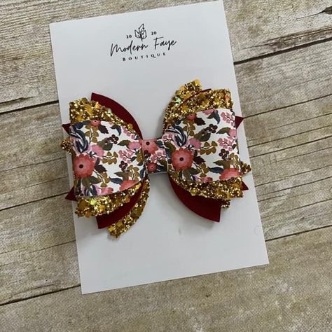 This Triple Layer Bow Screams Fall And Can Be Worn All Year Round! Complete With Burgundy Florals And A Gold Glitter, This Bow Will Wow! Everyone! Handmade In Wi Can Go On An Alligator Clip Or A Nylon Headband! *Bundle And Receive 20% Off!* Tie Dye Hair, Gold Glitter Bow, Red Hair Bow, Holiday Headbands, White Hair Bows, Halloween Hair Bows, Minnie Mouse Ears Headband, Hair Bow Sets, Toddler Hairstyles Girl