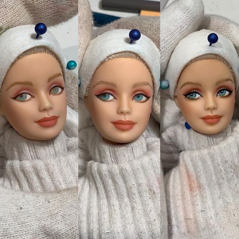 Barbie Repaint Tutorial, Barbie Face Repaint, Barbie Makeover, Barbie Repaint, Doll Customs, Doll Face Paint, Custom Barbie, Play Barbie