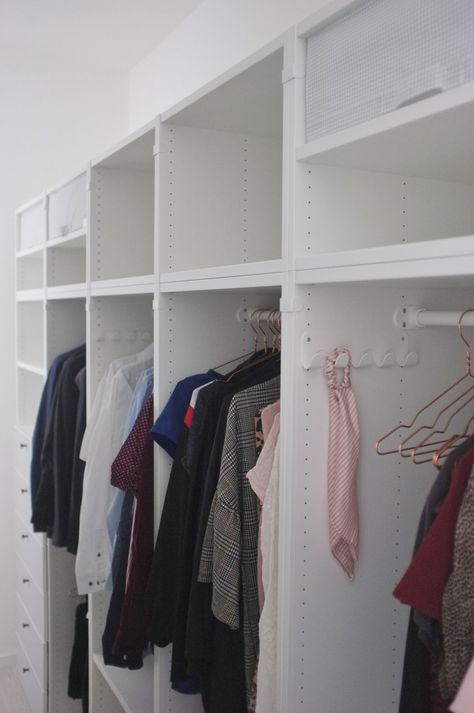 OUR NEW PLATSA WARDROBE FROM IKEA | thatscandinavianfeeling.com Ikea Platsa Wardrobe Hack, Elvarli Ikea, Ikea Dressing Room, Walk In Closet Ikea, Ikea Hack Bedroom, Scandinavian Home Interiors, Closet Wall, Sleeping Pods, Ikea Wardrobe