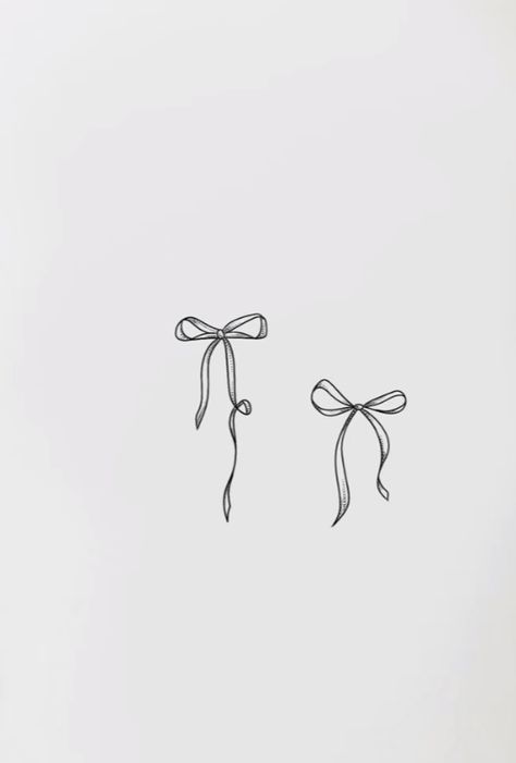 Dainty Drawings Simple, Tiny Coquette Tattoo, Bow Tattoo Drawing, White Bow Tattoo, Ma Cherie Tattoo, Nutcracker Tattoo Small, Aesthetic Bow Drawing, Bow Tattoo Behind Ear, Bows Aesthetic Wallpaper