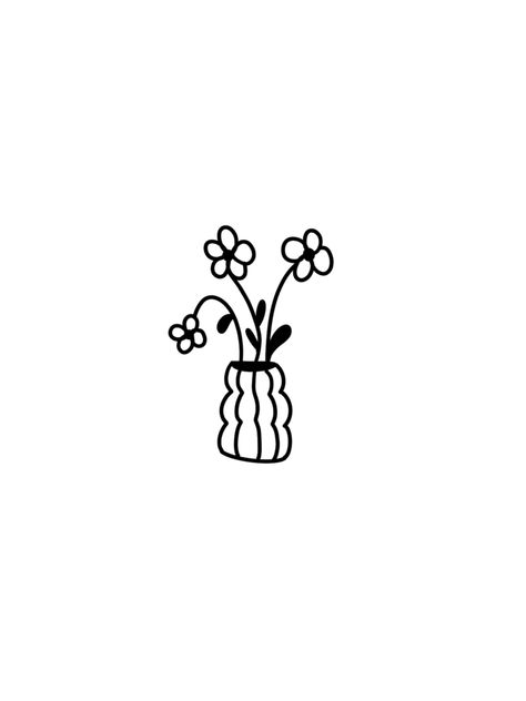 Wonky flower vase with three flowers one of them wilted. Plant Simple Tattoo, Plant Tattoo Ideas Simple, Flowers Flash Tattoo, Flower Minimalist Drawing, Flower Doodle Tattoo, Flower Stick And Poke, Writing Doodles, Creation Tattoo, Girly Doodles