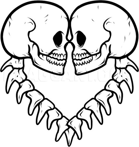 How To Draw Skulls, Step by Step, Drawing Guide, by Dawn | dragoart.com How To Draw Skulls, Easy Skull Drawings, Scary Drawings, Skeleton Drawings, Skull Art Drawing, Skulls Drawing, Drawing Guide, Heart Drawing, Skull Drawing