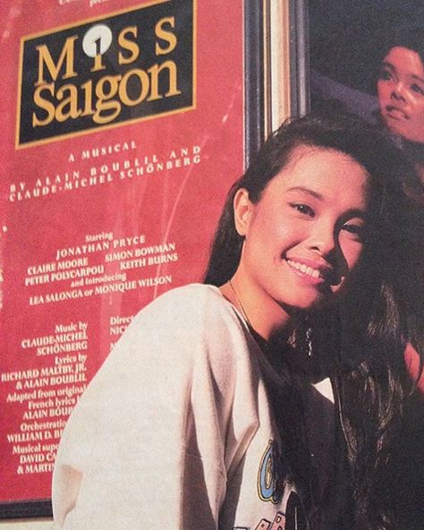 PlaybillsPaybills on Instagram: “LEA SALONGA outside of Miss Saigon in the West End in 1989.” Miss Saigon Musical, Haruka Nanami, Jonathan Pryce, Lea Salonga, Miss Saigon, Theatre Problems, Theatre Quotes, Ramin Karimloo, Acting Tips