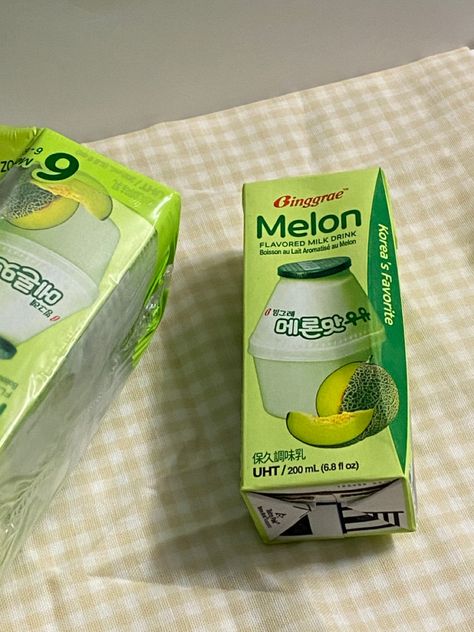 Juice Box Aesthetic, Melon Juice, Melon Milk, Fav Drink, Korean Snacks, Juice Box, Grocery Foods, Juice Boxes, Cafe Food