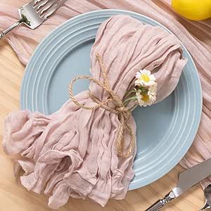 MLMC Rustic Cheesecloth Napkins Set of 24 Dusty Pink Gauze Cheese Cloth Napkins 21"x21" Wrinkled Table Napkins in Bulk for Daily Use Baby Shower Events Decor Cheese Cloth Napkins, Cheesecloth Napkins, Pink Dinner, Pink Thanksgiving, Easter Baby Shower, Fall Napkins, Rustic Napkins, Thanksgiving Napkins, Spring Baby Shower