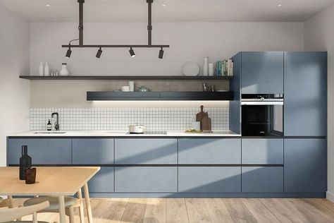 Blue Grey Kitchen, Modern Grey Kitchen, Grey Kitchen Designs, Rustic Country Kitchens, Country Kitchen Designs, 아파트 인테리어, Kitchen Room Design, Kitchen Inspiration Design, Kitchen Furniture Design