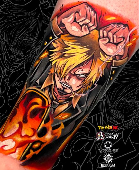 Sanji One Piece Tattoo Design, Sanji Vinsmoke Tattoo, One Piece Sanji Tattoo, Sanji Tattoo Ideas, Sanji Eyebrows, Sanji Tattoo Design, Sanji Tattoo, Desire Tattoo, One Piece Tattoo