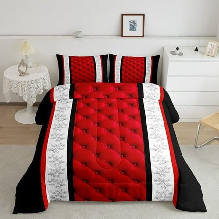 Welcome to our store! We have specialized in home textile for many years. We are contribute to provide the best customer service and products. If you have any questions, please contact us anytime. We'll try our best to answer your questions and solve your problems. Size Imformation Twin size: 1 Down Comforter (68"W x 90"L) & 1 Quilted Pillowcase (30"W x 20"L). Full size: 1 Down Comforter (79"W x 90"L) & 2 Quilted Pillowcases (30"W x 20"L). Queen size: 1 Down Comforter (90"W x 90"L) & 2 Quilted Pillowcases (30"W x 20"L). King size: 1 Down Comforter (104"W x 90"L) & 2 Quilted Pillowcases (36"W x 20"L). Versatility We have many kinds of styles for you to choose. You can easily find a product that suits the style of your room perfectly. The item is not only perfect for your home (bedroom, gues Black Room Ideas, Quilted Pillowcase, Boys Comforter Sets, Kids Beds For Boys, Plaid Comforter, Black White Flowers, Geometric Bedding, Plaid Bedding, Modern Room Decor