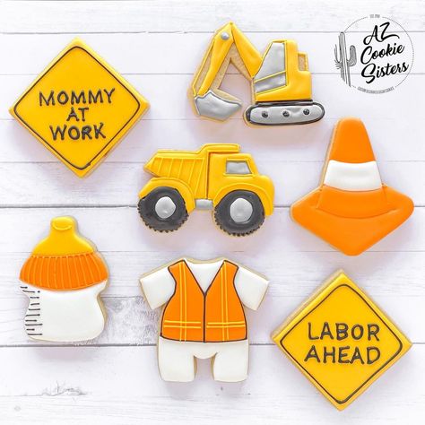 Construction Themed Gender Reveal, Baby Under Construction Theme, Baby Shower Construction Theme, Under Construction Baby Shower Theme, Construction Theme Baby Shower Ideas, Construction Baby Shower Theme, Under Construction Theme, Construction Cookies, Chelsea Baby