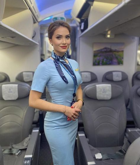 RENATE MARIA 🐏 on Instagram: "Welcome on board the DreamLiner ✨☁️ * * * * * * * * * * * * * * * * * * * * * #cabincrew #flightattendant #aviation #crewlife #cabincrewlife #crew #stewardess #travel #airhostess #travel #nature #travelphotography #photography #love #photooftheday #instagood #travelgram #picoftheday #wanderlust #naturephotography #adventure #love #uniform #dreamlife #makeup #lifestyle #newyork #nyc #traveltheworld #picoftheday #scandinavian #norse #work" Air Hostess Dress, Air Hostess Uniform, Flight Girls, Stewardess Uniform, Airline Uniforms, Flight Attendant Fashion, Fly Emirates, Flight Attendant Uniform, Flight Attendant Life