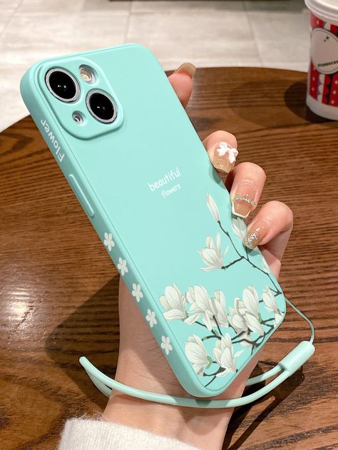 Mint Green  Collar  TPU Floral Phone Cases Embellished   Phone/Pad Accessories Iphone Colors, My Style Bags, Apple Coloring, Floral Phone Case, Traditional Clothes, Greenish Blue, Iphone Phone, Wireless Headset, Pc Cases