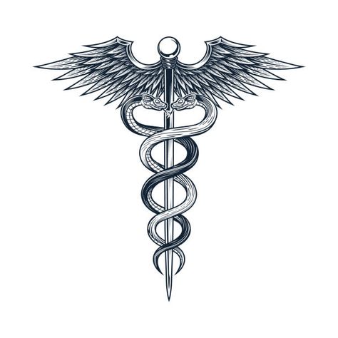 Caduceus Tattoo, Snakes Tattoo, Geometric Line Tattoo, Simple Arm Tattoos, Medical Tattoo, Nurse Tattoo, Saved Tattoo, Armband Tattoo Design, Forest Tattoos