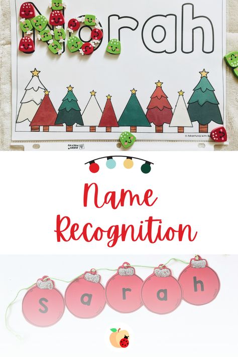 Are you looking for new ways to practice name recognition with your little learners? Name recognition and practice activities can cover a variety of skills including fine motor and letter recogntion. Read this blog post for simple ideas on practicing name recognition plus a free Christmas printable! Christmas Name Practice Preschool, Name Practice Preschool, December Lesson Plans, Free Christmas Printable, December Lessons, Class Crafts, Preschool Names, Art Centers, Name Practice