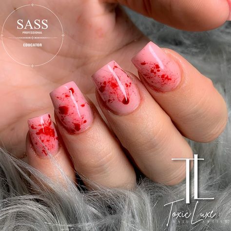 Blood Splatter Nails Short, Blood Splatter Nails, Blood Nails, Halloween Makeup Witch, Splatter Nails, Casual Preppy Outfits, Halloween Nails, Gel Nails, Health And Beauty