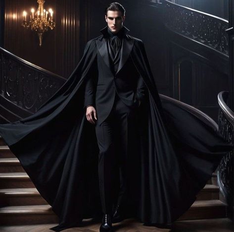 Royal Goth Outfits, Wedding Suit With Cape, Vampire Wedding Suit, Mascarade Party Outfit Men, Vampire Suit, Mascarade Party Outfit, Steampunk Mens Fashion, Royal Cape, Masculine Wedding