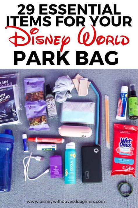 Here is your checklist of exactly what you should bring into the Disney Parks! These items will keep you happy and healthy while you are at Disney World. Disney Park Packing List, Disney Park Bag Essentials 2023, Best Bags For Disney World, What’s In My Disney Park Bag, Disney World Park Bag, Disney Must Haves Packing Lists, Disney Backpack Essentials, Disney Bag Essentials, Disney Park Backpack