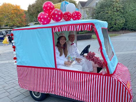 Ice Cream Truck Golf Cart, Golf Cart Decorating Ideas Labor Day, Golf Cart Theme Ideas, Golf Cart Ice Cream Truck, Mario Golf Cart Decorations, Golf Cart Decorating Ideas Summer, Decorating Golf Cart, Golf Cart Decorating Ideas 4th Of July, 4th Of July Golf Cart Parade Ideas