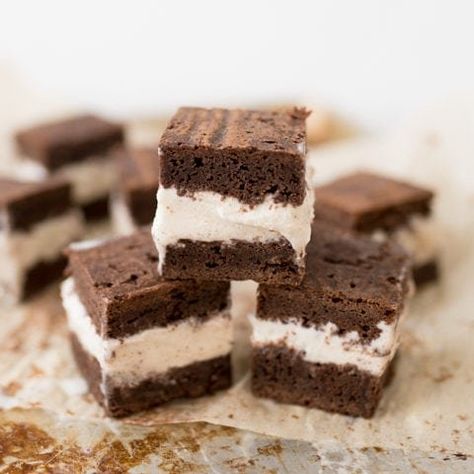 Sheet Pan Brownie Ice Cream Sandwiches - Cooking With Karli Easy Ice Cream Sandwiches, Cake Like Brownies, Ice Cream Sandwiches Recipe, Brownie Ice Cream, Easy Ice Cream, Ice Cream Sandwiches, Moist Chocolate Cake, Cream Sandwich, Ice Cream Desserts