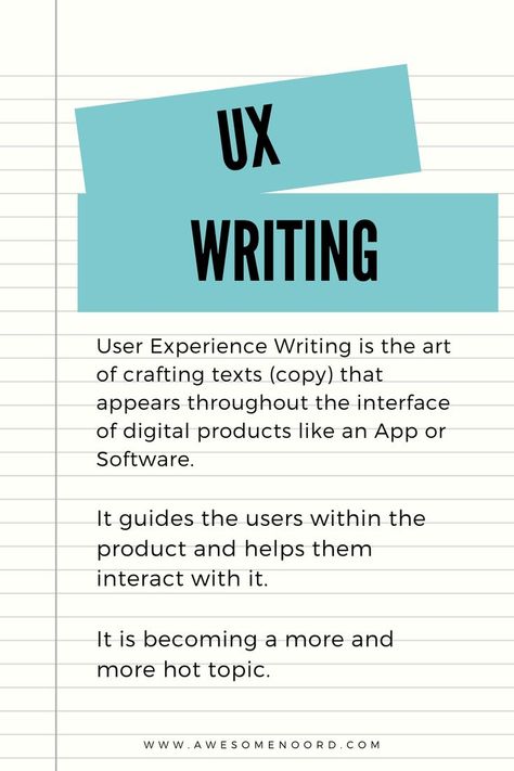 UX Writing is an emerging design trend and listed on the website of Exploding Topics as a good topic to start writing a blog article about.⠀ ⠀ User Experience Writing is powerful microcopy that supports the UI Design and improves User Engagement in web and mobile products.⠀ Learn Ux Design, Ux Design Portfolio, Ui Ux Design Trends, Ux Writing, Ux Design Course, Ux Design Trends, Ux Portfolio, Writing Portfolio, Learn Computer Coding