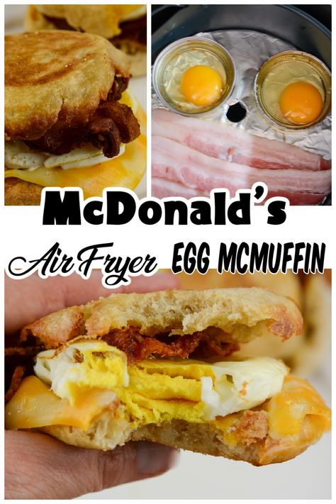 "Upgrade your breakfast game with these mouthwatering Air Fryer Egg McMuffins! Perfectly cooked eggs, crispy bacon, and melted cheese sandwiched between toasted English muffins – all made effortlessly in the air fryer. Quick, easy, and customizable to your taste, these homemade delights are a must-try for busy mornings or leisurely brunches. Get the recipe now and start your day right! #AirFryerRecipes #BreakfastIdeas #EggMcMuffins #EasyRecipes" Melted Cheese Sandwich, Breakfast Hacks, English Muffin Breakfast, Bacon Muffins, Egg Mcmuffin, Breakfast Sausage Recipes, Breakfast Sausage, Best Instant Pot Recipe, English Muffins