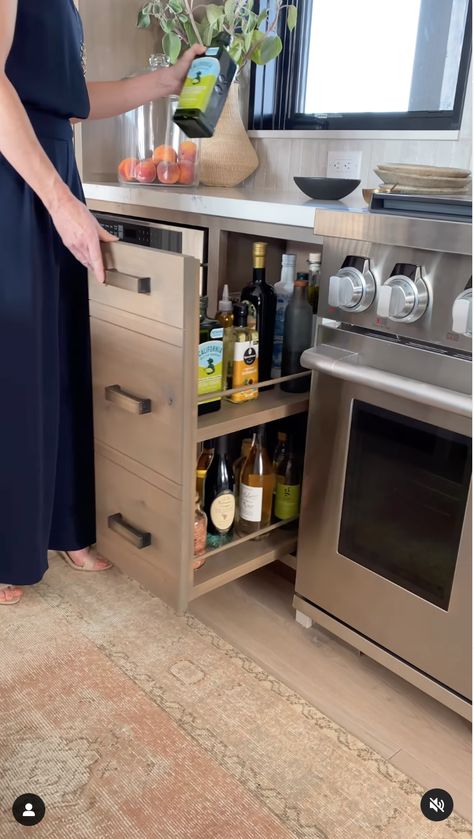 Sarah Robertson, Spec Home, Pull Out Drawer, Dream Closet Design, Kitchen Pantry Design, Being Prepared, Compact Kitchen, Oil Storage, Pantry Design