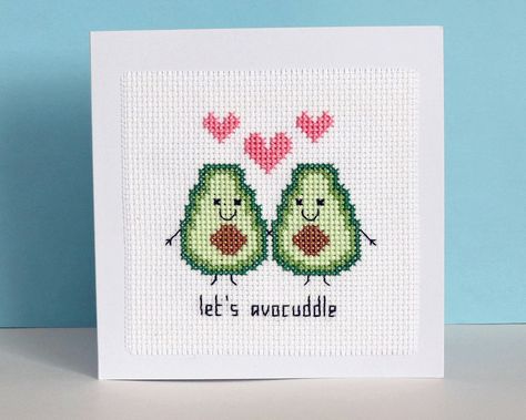 Excited to share the latest addition to my #etsy shop: Avocado card cross stitch pattern - Instant download PDF - "let's avocuddle" https://etsy.me/41s1HKH Cross Stitch Anniversary, Avocado Cross Stitch, Avocado Card, Penguin Christmas Ornaments, Stitch Cards, White Symbol, Funny Cross Stitch Patterns, Cute Avocado, Types Of Stitches