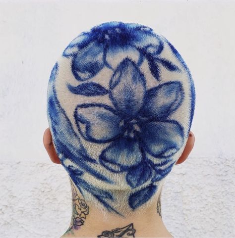 Shaved Head Designs, Hair Colour Design, Dyed Hair Men, Shaved Hair Designs, Buzzed Hair, Bald Hair, Dyed Hair Inspiration, Birds Nature, Blue Toile