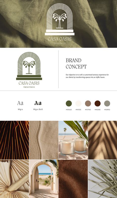 Casa Oasis Branding #branding #moodboard #visionboard #Luxury #unique #casaoasis #casaoaisinteriors #nature #brandconcept #luxuryevents #luxuryevents #homedesign #homedecor #Homestagening #Weddings2024 #weddings #specialevents Modern Tropical Interior, Staging Company, Oasis Logo, Sea Sign, Business Branding Design, Logo Branding Design, Tropical Interior, Logo Minimal, Cosmetic Logo