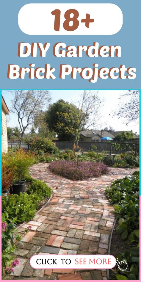 Elevate the charm of your outdoor space with these imaginative DIY Garden Brick Projects that bring a touch of architectural elegance to your garden oasis! Explore unique ways to repurpose bricks - from crafting raised beds and pathways to designing chic planters and fire pits. Let the enduring appeal and sturdiness of bricks ignite your creativity in constructing functional and visually appealing elements for your garden. Prepare for an enriching journey of crafting and landscaping that will en What To Do With Extra Bricks Ideas, Diy Brick Planter Boxes, Brick Projects Outdoor, Repurpose Bricks, Diy Brick Projects, Landscaping With Bricks, Antique Brick Patio, Leftover Bricks, Brick Planters