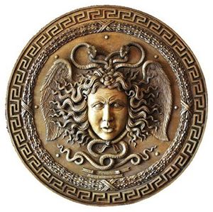 The name of Zeus and Athena's shield was named aegis. Which means protection in the english language. In art, Medusa's head will often be depicted on the shields  to reinforce protection (Garcia, 2013) Athena Statue, Easter History, Greek Monsters, Gorgon Medusa, Europa Park, Turn To Stone, Athena Goddess, Medusa Head, Greek Art