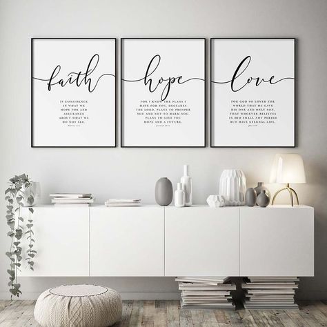 Faith Hope Love Wall Art in 2022 | Faith hope love, Love wall art, Bible verse wall art Bible Verses About Love, Psalm 34, Christian Wall Decor, Jeremiah 29, Scripture Print, Love Canvas, Verse Wall Art, Office Prints, Love Wall Art