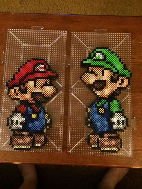 Mario And Luigi, Perler Beads, Super Mario, Pixel Art, Mario, Beads, Art