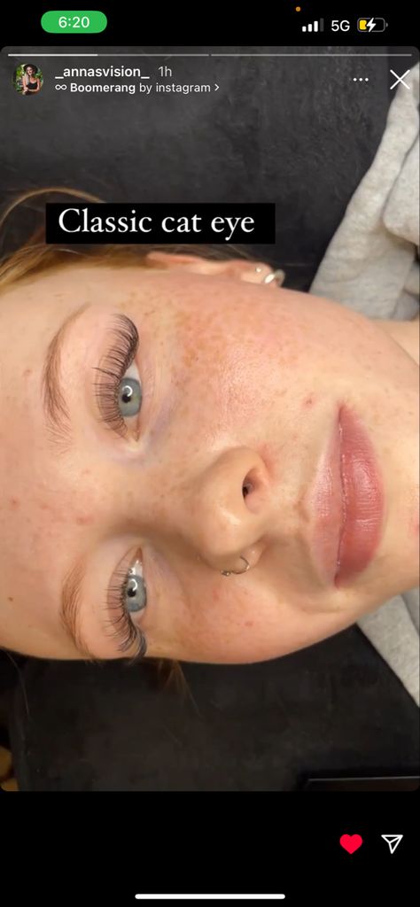 Classic Eyelashes Cat Eye, Classic Lashes Doll Eye, Lash Extension Inspo Classic, Green Eyes Lash Extensions, Natural Long Lash Extensions, Blonde Eyelash Extensions, Natural Cateye Lashes, Classic Cateye Extensions, Classic Lash Extensions Hooded Eyes