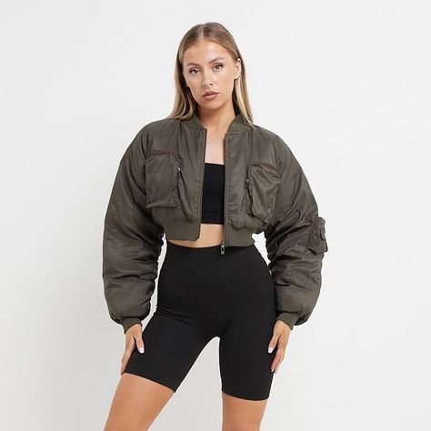 Khaki crop utility pocket bomber jacket✨ Shop more coats & jackets like this at Style It Easy - link in bio 🔗 worldwide shipping🌍 10% off first orders☁️ free uk shipping on orders over £25🇬🇧 . . . Follow for more weekly drops and discounts 🫶🏼 #utilityjacket #bomberjacket #fashion #ootd #outfitoftheday #jacket #streetwear #fashioninspo #outfitinspo #streetwearfashion Hot Crop Tops, Jacket Streetwear, Crop Jacket, Follow For More, Streetwear Fashion, Outfit Of The Day, Link In Bio, Bomber Jacket, Coats Jackets