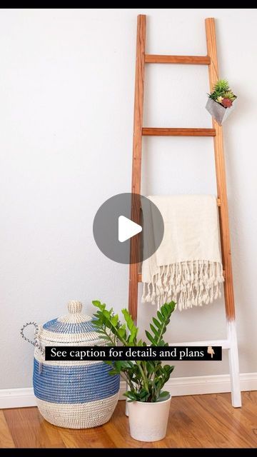 Easy Diy Blanket, Blanket Ladder Diy, Diy Blanket, Diy Ladder, Diy Blanket Ladder, Blanket Ladder, Woodworking Tips, Power Tools, 30 Minutes