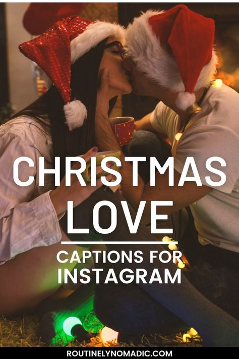 Couple with Santa hats one and words Christmas love captions for Instagram Christmas Boyfriend Captions, Christmas Caption With Boyfriend, Cute Christmas Quotes For Boyfriend, Christmas With Boyfriend Quotes, Cute Couple Christmas Captions, Cute Christmas Captions For Instagram Couples, Our First Christmas Together Quotes, Christmas Quotes Couples, Couple Christmas Picture Captions