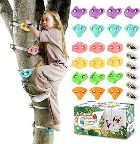 Amazon.com: TOPNEW 20 Ninja Tree Climbing Holds for Kids Climber, Adult Climbing Rocks with 6 Ratchet Straps for Outdoor Ninja Warrior Obstacle Course Training, Soft Color : Toys & Games Obstacle Course Training, Kids Climber, Rock Climbing Holds, Climbing Holds, Tree Climbing, Ratchet Straps, Ninja Warrior, Kids Gift Guide, Obstacle Course