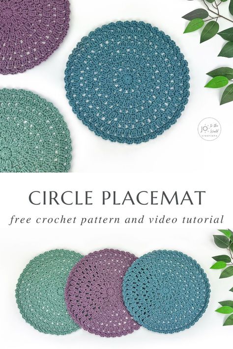 Transform an ordinary meal into something memorable and create a cozy and inviting dining experience with these handmade Crochet Placemat Patterns | How to Crochet Circle. Perfect for any occasion, these placemats will add a touch of sophistication to your dining table. Crochet Coaster And Placemat, Circle Crochet Placemat Pattern, Crochet Plate Cover, Round Crochet Placemat Pattern, Crochet Round Tablecloth Free Pattern, Circular Crochet Patterns, Crochet Round Placemats Free Pattern, Crochet Place Mats Free Pattern, Crochet Round Pattern